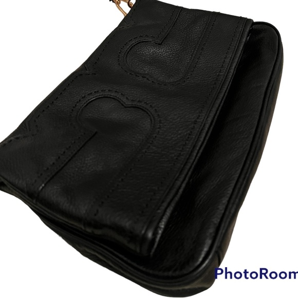 Tory Burch Amalie Fold Over Black Crossbody Purse Clutch Messenger Bag Authentic - Picture 8 of 10